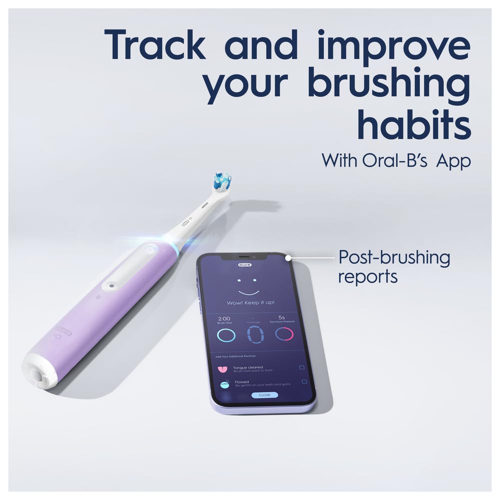 Oral-B Smart 4 4900 2X Electric Toothbrushes Rechargeable, App Connected, Pink & Black, 3 Modes + Oral-B CrossAction Toothbrush Head with CleanMaximiser Technology